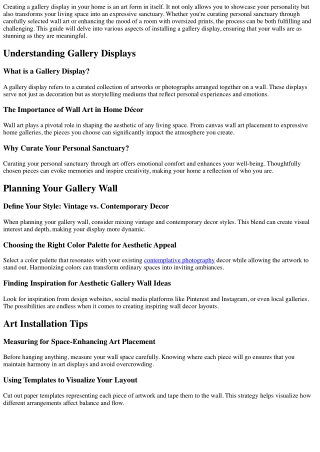 creating a gallery display in your home