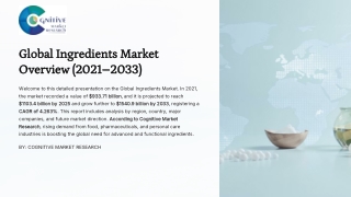 Global Ingredients Market Report 2025 And Its Size, Share and Forecast