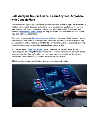 Data Analysis Course Online: Learn Anytime, Anywhere with ConsoleFlare