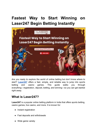 Fastest Way to Start Winning on Laser247 Begin Betting Instantly