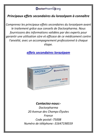 Principaux effets secondaires du lorazépam à connaître