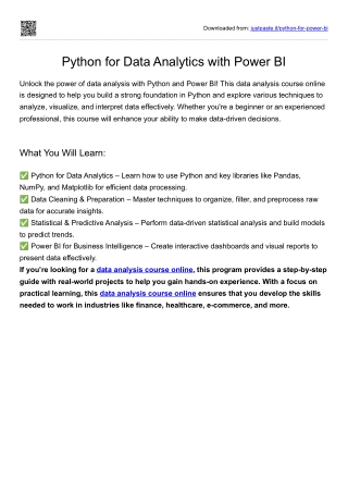 Python for Data Analytics with Power BI