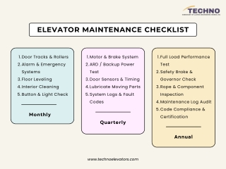 ELEVATOR MAINTENANCE CHECKLIST