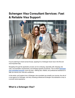 Schengen Visa Consultant Services_ Fast & Reliable Visa Support