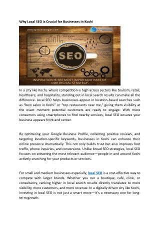 Why Local SEO is Crucial for Businesses in Kochi