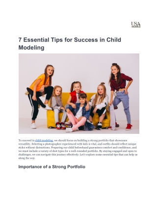 7 Essential Tips for Success in Child Modeling