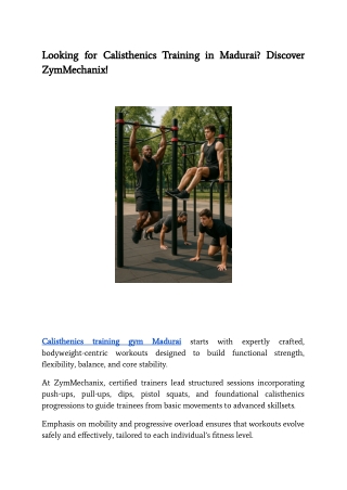 Looking for Calisthenics Training in Madurai