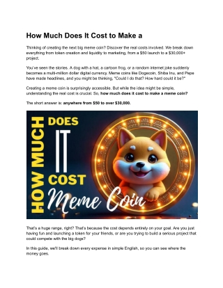 How Much Does It Cost to Make a Meme Coin