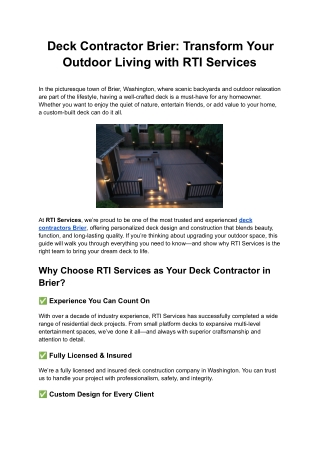 Deck Contractor Brier_ Transform Your Outdoor Living with RTI Services