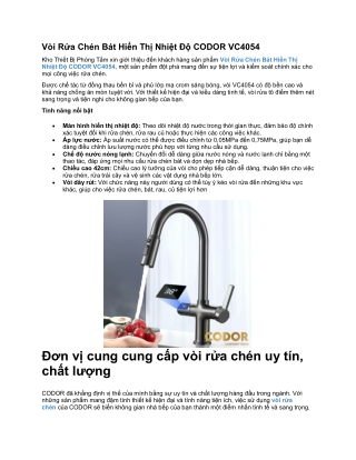 Vòi Rửa Chén Bát Hiển Thị Nhiệt Độ CODOR VC4054