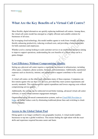 What Are the Key Benefits of a Virtual Call Centre?