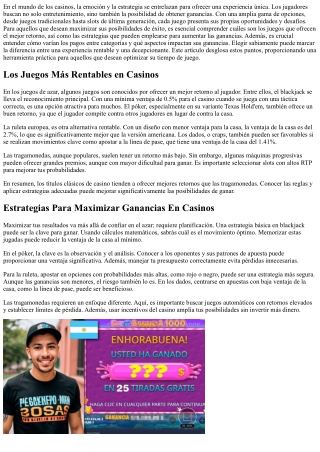 Descubre los Juegos de Casino con Mejor Retorno - Cómo maximizar tus ganancias