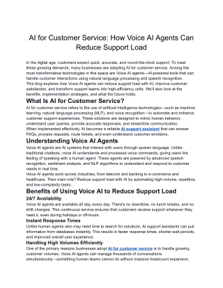ai for customer service how voice ai agents