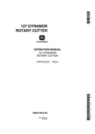 John Deere 127 Gyramor Rotary Cutter Operator’s Manual Instant Download (Publication No.OMW13818)