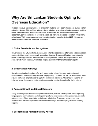 Why Are Sri Lankan Students Opting for Overseas Education_