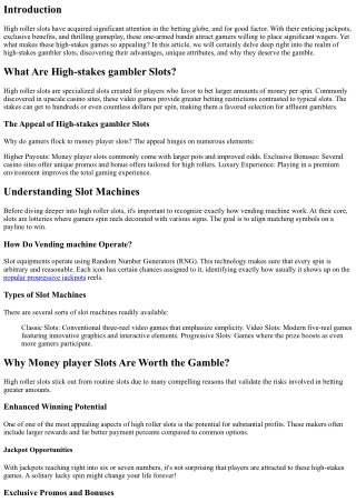 Why High Roller Slot Machine Deserve the Gamble