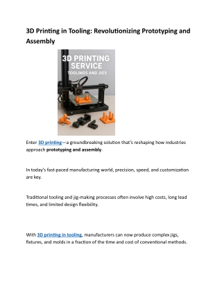 3d printing in tooling revolutionizing