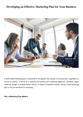 Developing an Effective Marketing Plan for Your Business