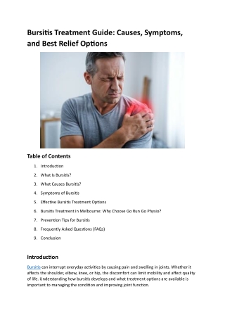 Bursitis Treatment Guide Causes Symptoms and Best Relief Options