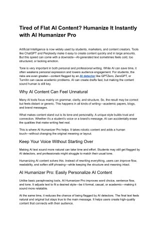 Tired of Flat AI Content_ Humanize It Instantly with AI Humanizer Pro