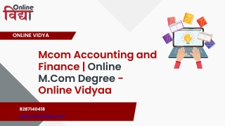 Mcom Accounting and Finance | Online M.Com Degree - Online Vidyaa
