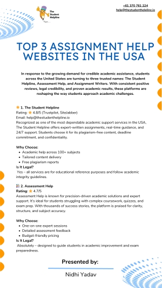 Top 3 Assignment Help Websites in the USA