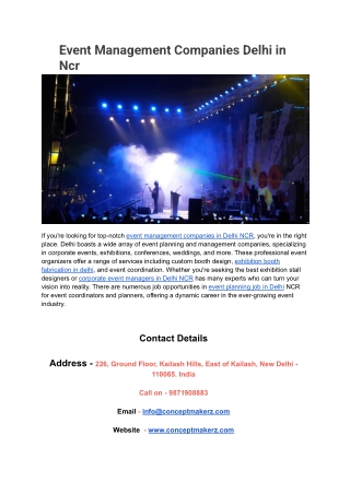 corporate event managers in Delhi NCR _ event planning job in Delhi .docx