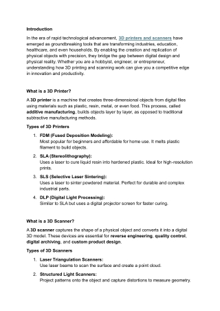 3D printers and scanners