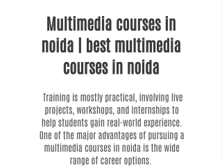 Multimedia courses in noida | best multimedia courses in noida