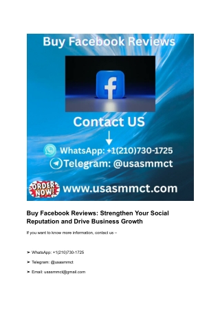 Buy Facebook Reviews – Get 100% FB Reviews