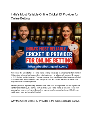 India’s Most Reliable Online Cricket ID Provider for Online Betting