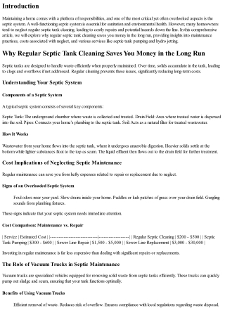 Why Regular Septic Tank Cleaning Saves You Money in the Long Run