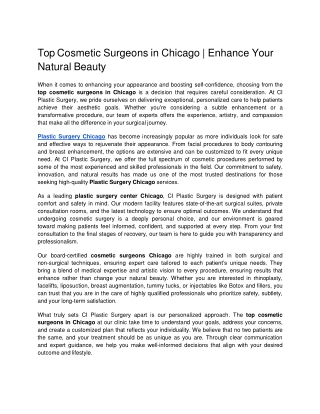 Top Cosmetic Surgeons in Chicago  Enhance Your Natural Beauty  Google Docs