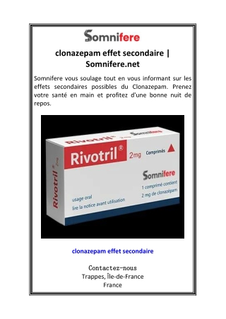 clonazepam effet secondaire  Somnifere.net