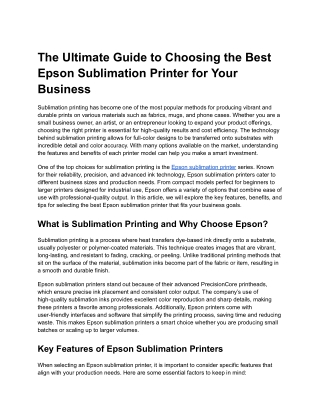 the ultimate guide to choosing the best epson