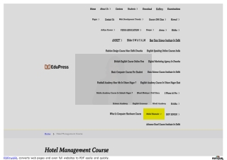 Hotel Management Course Best for 12th pass student