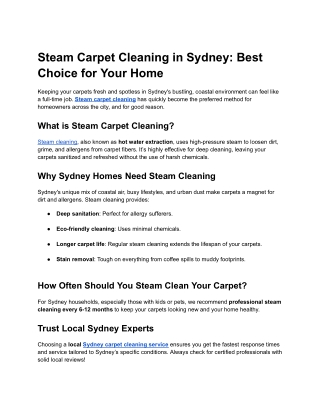 Steam Carpet Clean: The Deep Cleaning Solution Your Home Needs