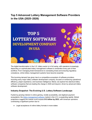 Top 5 Lottery Software Providers in the USA (2025–2026)