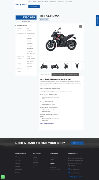 Pulsar N250 On Road Price in Bangalore - Amba Bajaj
