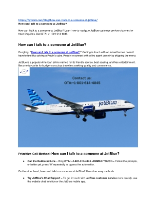 How can I talk to a someone at JetBlue