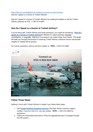 How do I speak to a human at Turkish Airlines