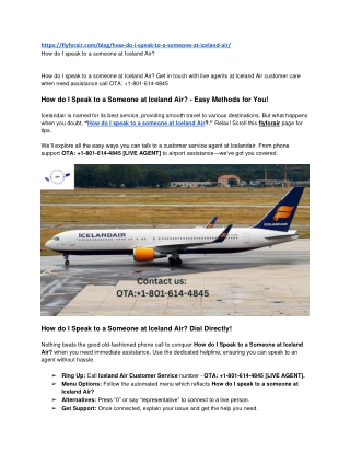 How do I speak to a someone at Iceland Air