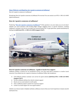 How do I speak to someone at Lufthansa