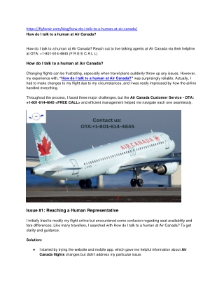 How do I talk to a human at Air Canada