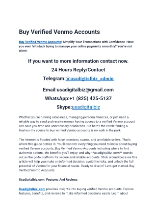 Top 7 Best Site To Buy Verified Venmo Accounts In USA