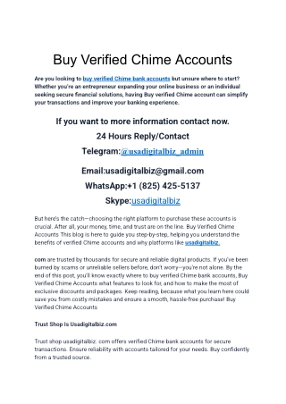 Top 10 Best Site To Buy Verified Chime Accounts & Full Verified