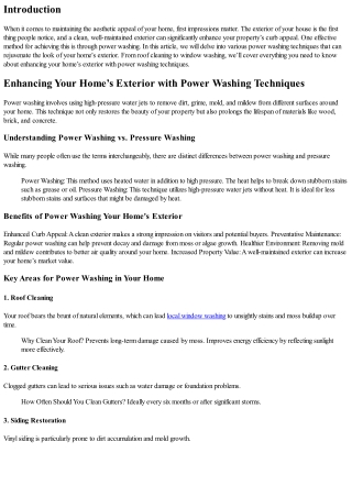 Enhancing Your Home’s Exterior with Power Washing Techniques