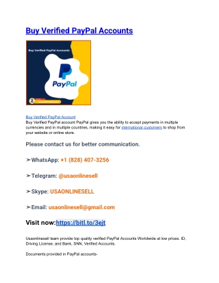 Buy Verified PayPal Accounts