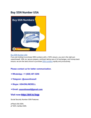 Buy SSN Numbers