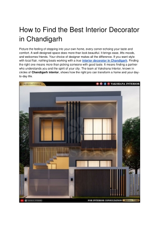 How to Find the Best Interior Decorator in Chandigarh